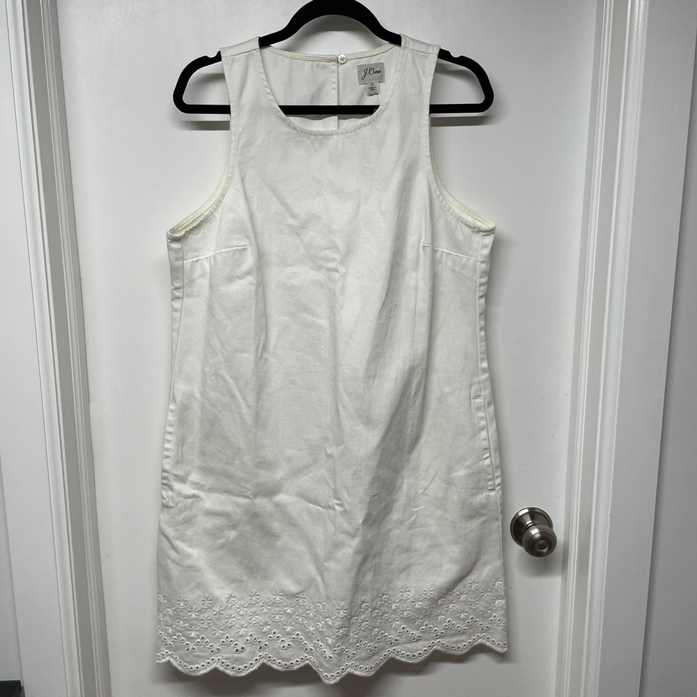 J. Crew White Eyelet Hem Sleeveless Mini Dress